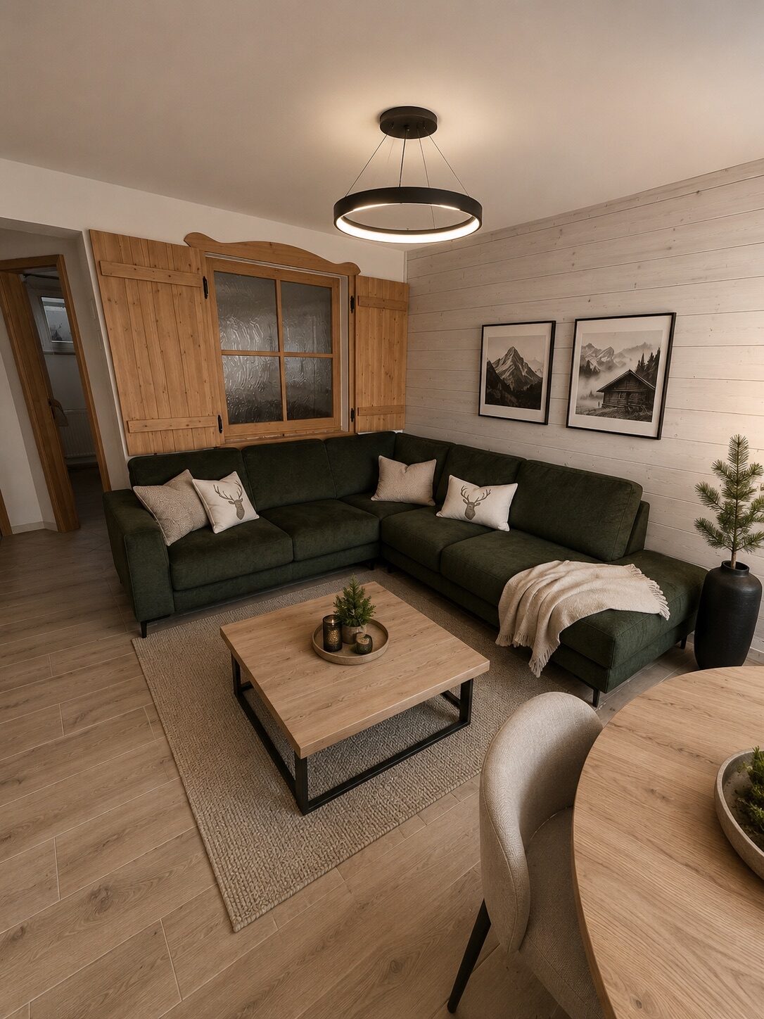 Visualisierung des Wohnbereichs der künftigen Ferienwohnung Sonnenhalde 29